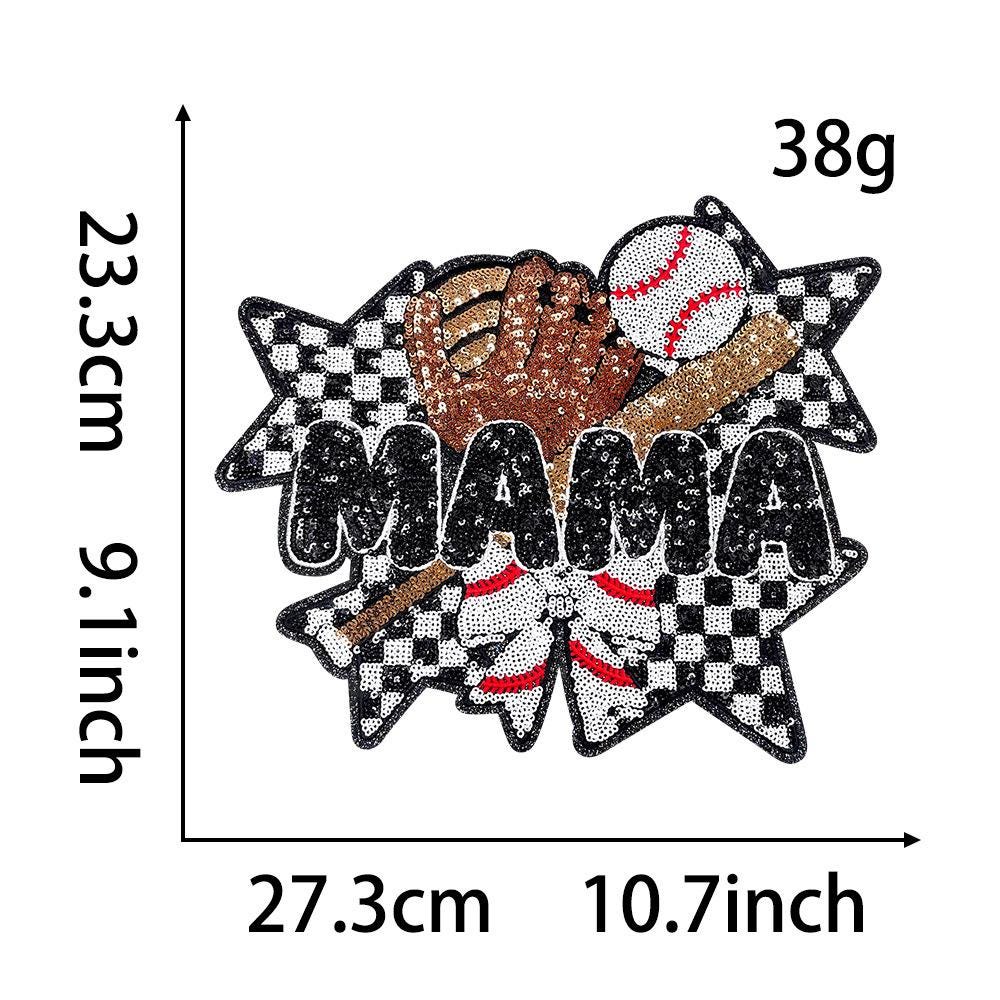 Baseball Mama Checkered Sequin Iron On Patch